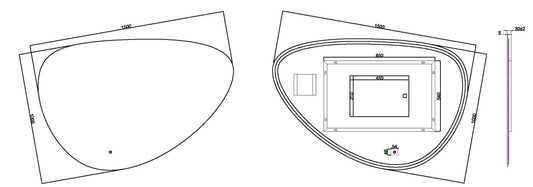 Uovo Organische dimbare LED-verlichting spiegel Wiesbaden condensvrij 150 cm