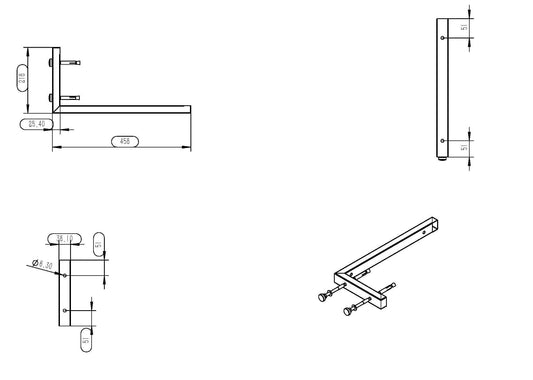 Waschbeckenplatte Aufhängebügel Wiesbaden 46x22 cm L-Form Matt Schwarz (pro Stück)