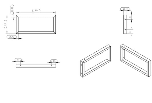 Waschbeckenplatte Aufhängebügel Wiesbaden 46x22 cm Gebürsteter Stahl (pro Stück)