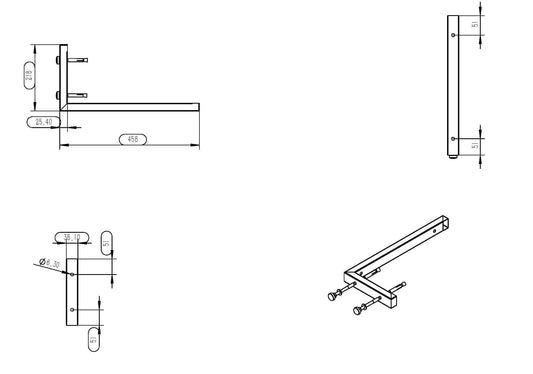 Ophangbeugel Wiesbaden für Waschbeckenplatte 46x22 cm L-Form Gebürsteter Stahl (pro Stück)