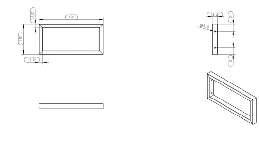 Ophangbeugel quadratisch 400 x 140 mm matt schwarz