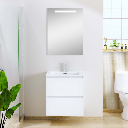 Sephia Badezimmermöbelset Wiesbaden Komplett mit LED-Spiegel 60 cm in matt weiß