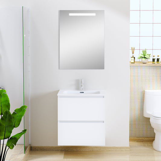 Sephia Badezimmermöbelset Wiesbaden Komplett mit LED-Spiegel 60 cm in matt weiß