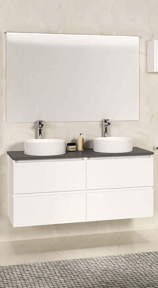 Bologna Unterschrank Wiesbaden 120 cm mit Steinplatte in mattweiß