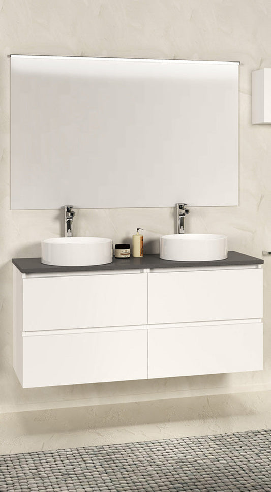 Bologna Unterschrank Wiesbaden 120 cm mit Steinplatte in mattweiß