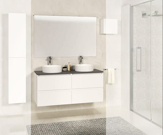 Bologna Unterschrank Wiesbaden 120 cm mit Steinplatte in mattweiß