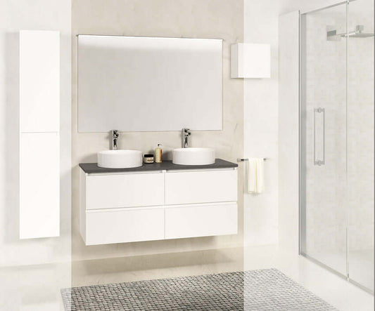 Bologna Unterschrank Wiesbaden 120 cm mit Steinplatte in mattweiß