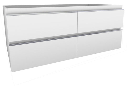 Tigris Unterschrank mit 4 Schubladen 2 Aussparungen 120 x 46 cm Hochglanz Weiß