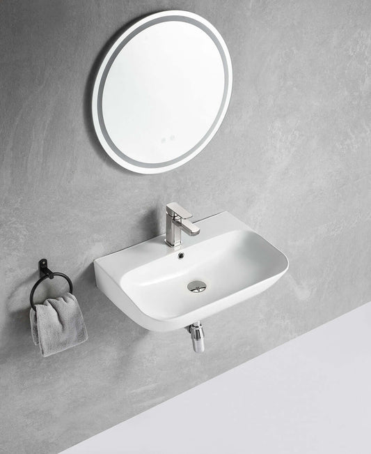 Finta Waschbecken Wiesbaden 65,5x42x16,5 cm Keramik Glanz Weiß