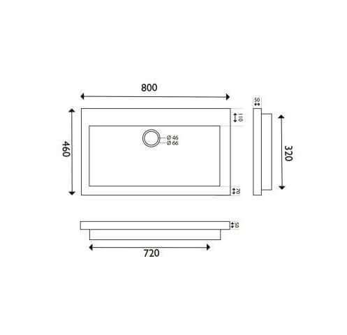 Hardsteen Wastafel Wiesbaden 60, 80, 100, 120 Cm (0, 1 of 2 Kraangaten)