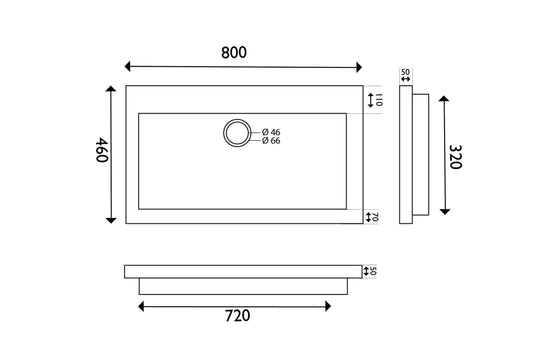 Hardstenen Waschbecken Wiesbaden 80x46x5 cm (0 Kraangaten)