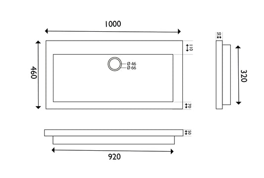 Wastafel Hardsteen Wiesbaden 100X46X5 Cm (Zonder Kraangaten)