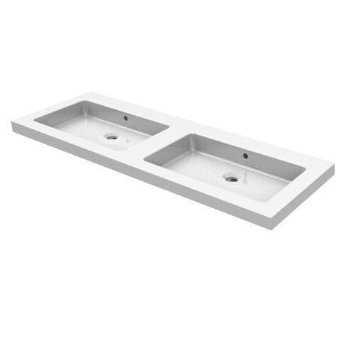 Wiesbaden keramisches Waschbecken 60, 80, 100, 120 cm mit 0, 1 oder 2 Wasserhahnbohrungen