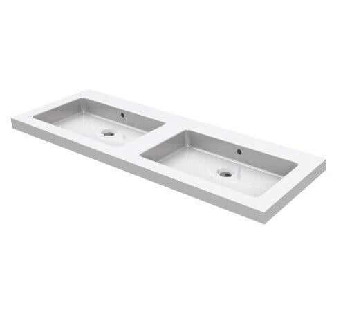 Wiesbaden Keramische Wastafel 60, 80, 100, 120 cm met 0, 1 of 2 Kraangaten