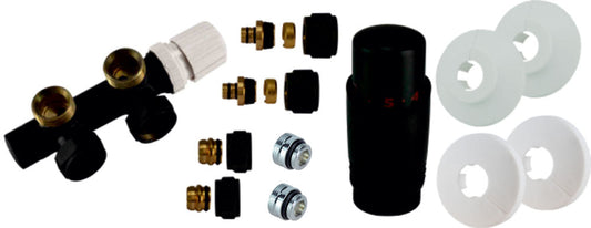 Heizkörper Unterblock Rechts Wiesbaden in Matt Schwarz (Für Mittelanschluss)