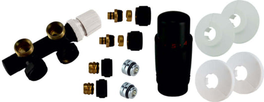 Radiateur Onderblok Rechts Wiesbaden in Mat Zwart (Voor Middenaansluiting)