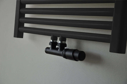 Radiateur Onderblok Rechts Wiesbaden in Mat Zwart (Voor Middenaansluiting)