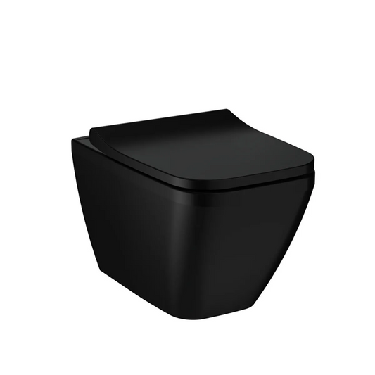 VitrA Integra Square Hangtoilet Mat Zwart (incl. Toiletbril)