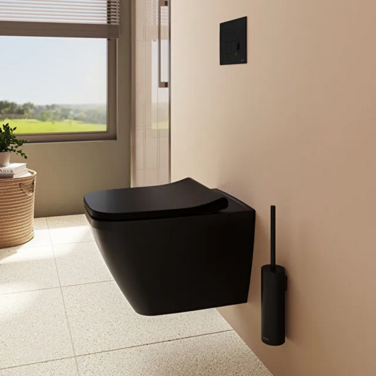 VitrA Integra Square Hangtoilet Mat Zwart (incl. Toiletbril)