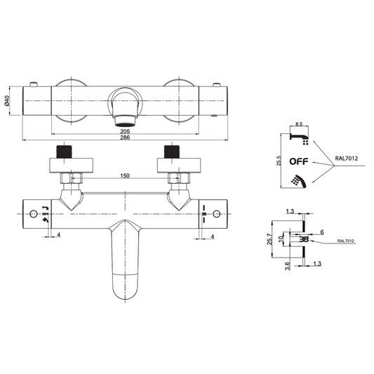 ALONI Pulse bad- en douchemengkraan – thermostatisch