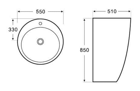 Noa Wastafel Wiesbaden 50X50X83 Cm in porseleinwit