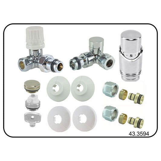 Axial Chrom Heizkörper Anschlussset Wiesbaden (Für Seitenanschluss)