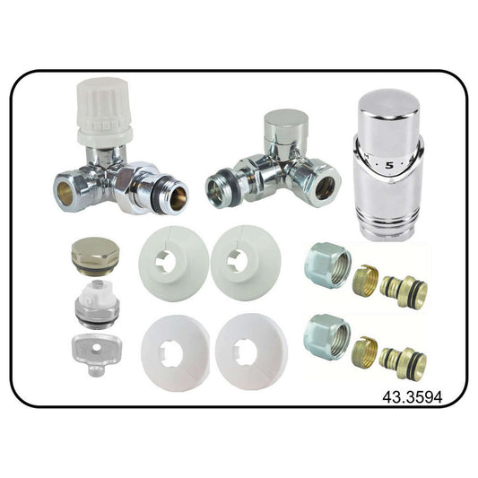 Axiaal Chroom Radiator Aansluitset Wiesbaden (Voor Zijaansluiting)