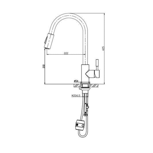 Benton Küchenmischarmatur mit ausziehbarer Handbrause Wiesbaden Edelstahl