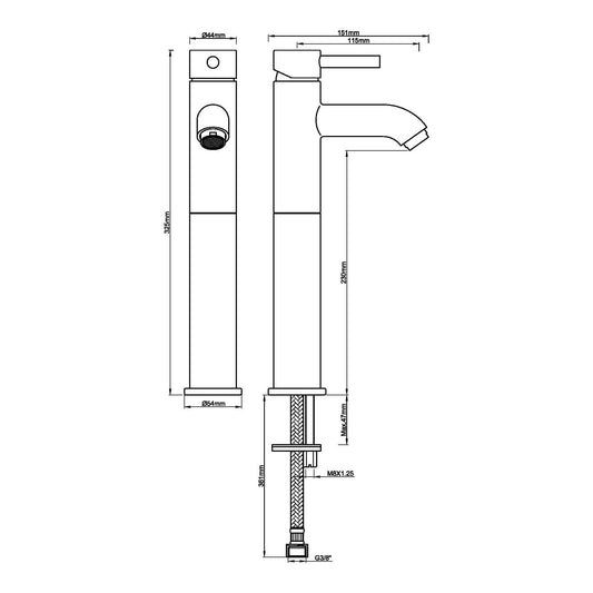 Cadence Hoge Wastafelmischbatterie Wiesbaden in Edelstahloptik