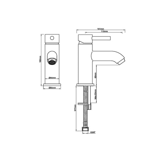 Cadence Lage Wastafelmischarmatur Wiesbaden in Edelstahloptik