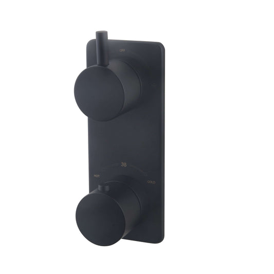 Caral 2-Wege Einbau-Thermostat Abdeckset Wiesbaden in Matt Schwarz