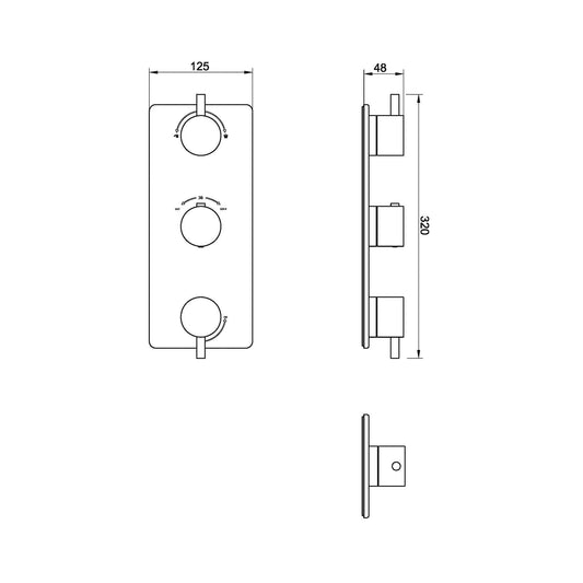 Caral 3-Wege Messing Gebürstet Goldene Abdeckset Duschthermostat Wiesbaden