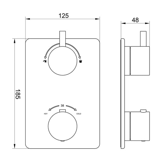 Caral Afwerkingsset Thermostat 2-Wege Wiesbaden Edelstahl-Look