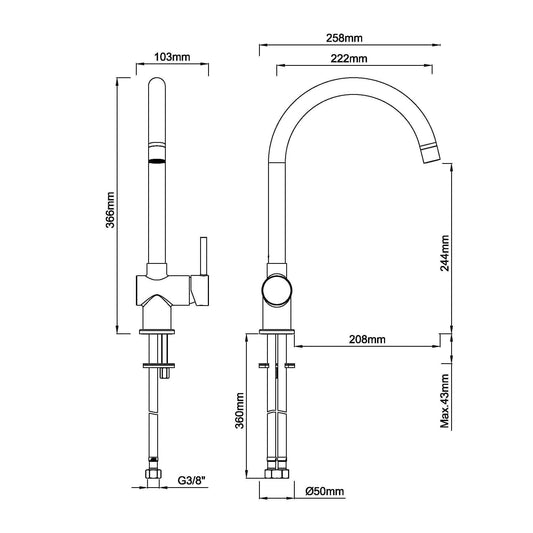 Caral Küchenmischarmatur Gebürstetes Messing Gold PVD-Beschichtung Wiesbaden