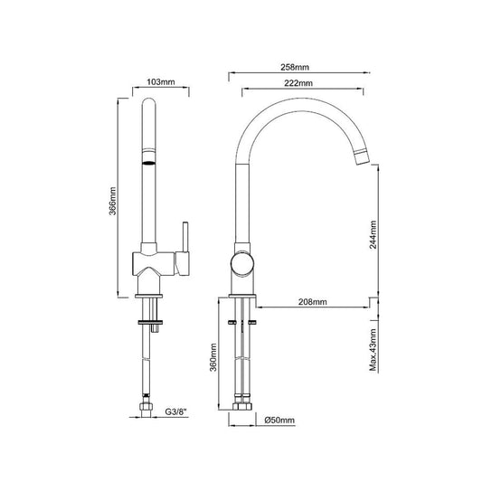 Caral Küchenmischarmatur Wiesbaden Chrom