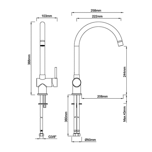 Caral Küchenmischarmatur Wiesbaden Edelstahl PVD-Beschichtung