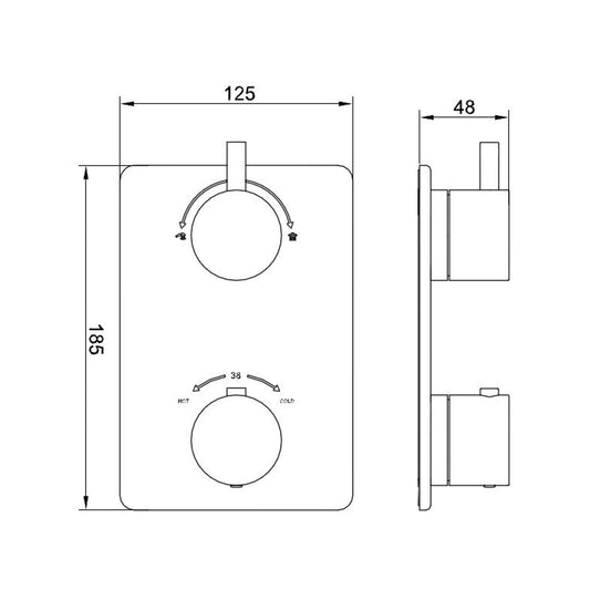 Caral Thermostat 2-Wege Chromabdeckungsset Wiesbaden