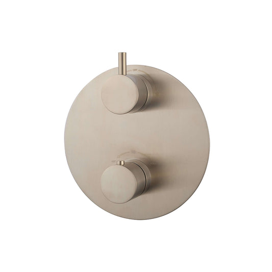 Caral Thermostat 2-Wege rundes Abdeckungselement Wiesbaden in gebürstetem Stahl