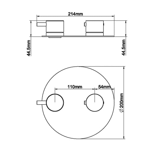 Caral Thermostat 2-Wege rundes Abdeckungselement Wiesbaden in gebürstetem Stahl