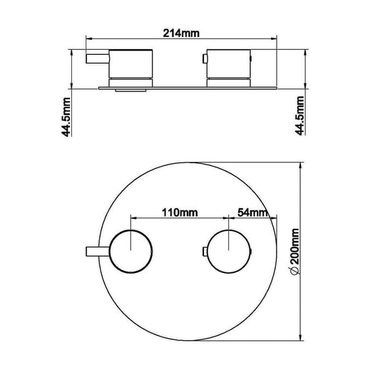 Caral Thermostat 2-Wege runde Abdeckungsset Wiesbaden Matzwart