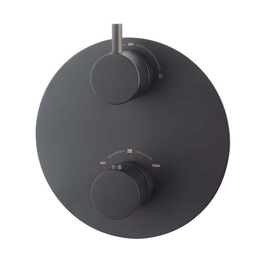 Caral Thermostat 2-Wege runde Abdeckungsset Wiesbaden Matzwart