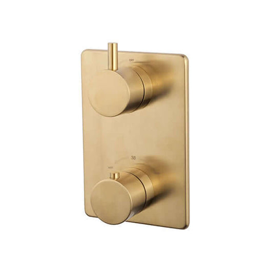 Caral Thermostatische 2-Wege Einbauverkleidung Wiesbaden in gebürstetem Messing Gold