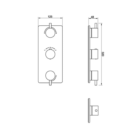 Caral Thermostatische 3-Wege Duscharmatur Wiesbaden Einbau Bronze