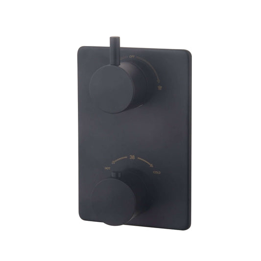 Caral Thermostatische Duscharmatur Wiesbaden Abdeckset 2-Wege in matt schwarz