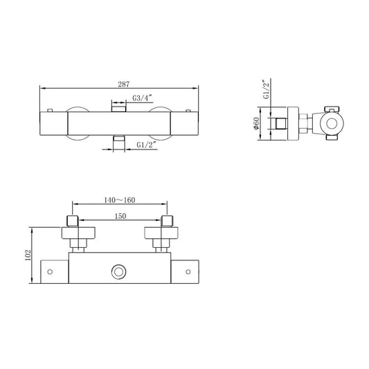Caral Thermostatische Duscharmatur Wiesbaden mit Chrombeschichtung