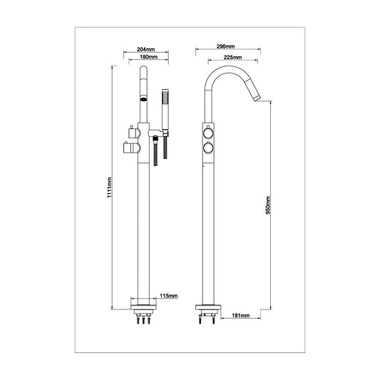 Caral freistehender Badarmatur Wiesbaden thermostatisch komplett in mattschwarz
