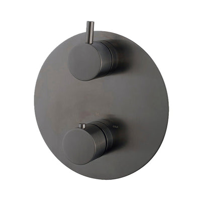 Caral afbouwdeel rond inbouwthermostaat 2 weg gunmetal PVD