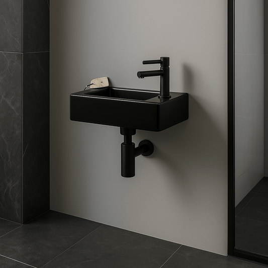 Fontainenset Wiesbaden Kraangat Rechts in Mattschwarz | Komplett und Modern