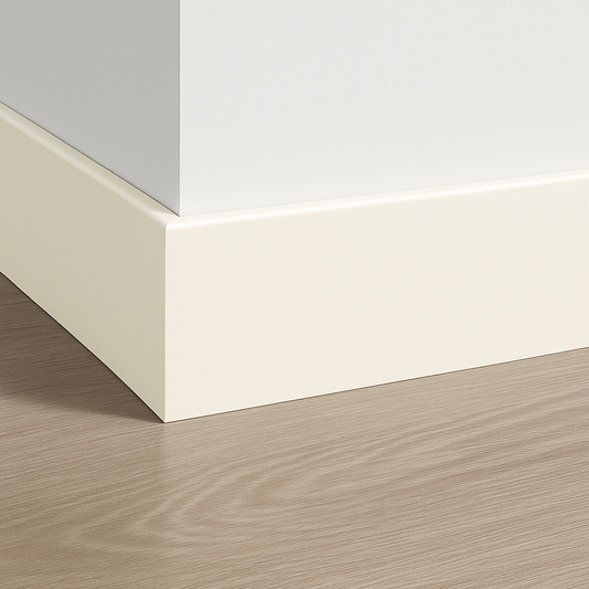 MDF Sockelleiste RAL 9001 Crèmewit · 90x12 mm · 2,4M pro Stück