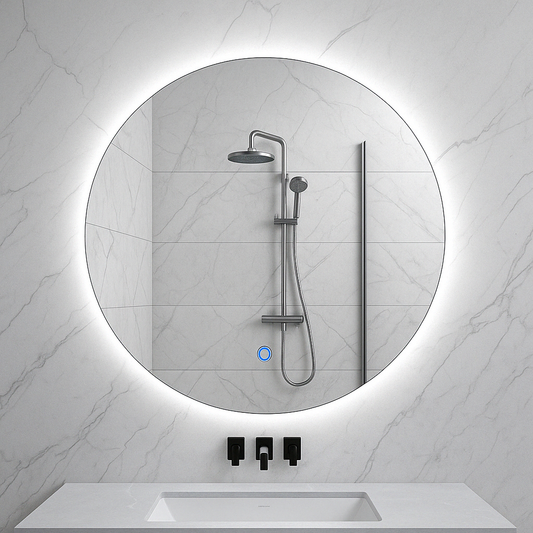 Novi Ronde Spiegel Wiesbaden mit LED, Dimmbar 100 Cm in Matt Schwarz